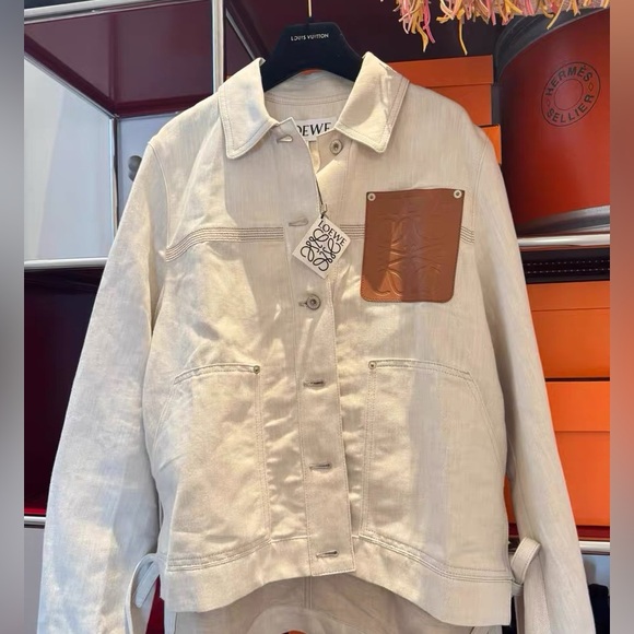 Loewe Jackets & Blazers - Authentic Loewe Cream and Brown Jean Jacket